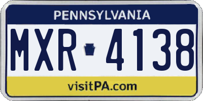 PA license plate MXR4138