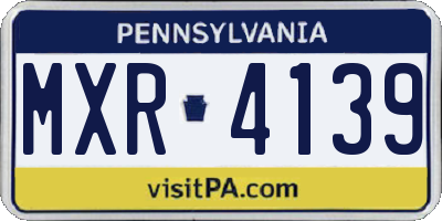 PA license plate MXR4139
