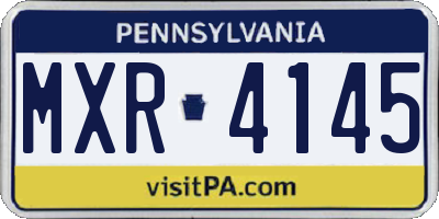 PA license plate MXR4145