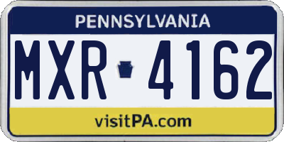 PA license plate MXR4162