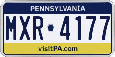 PA license plate MXR4177