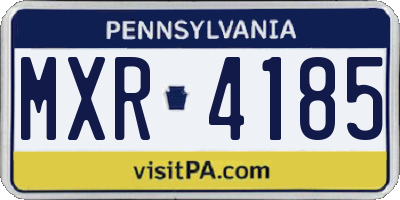 PA license plate MXR4185