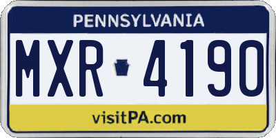 PA license plate MXR4190