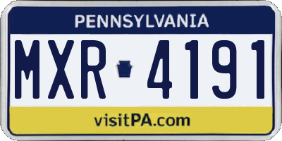 PA license plate MXR4191