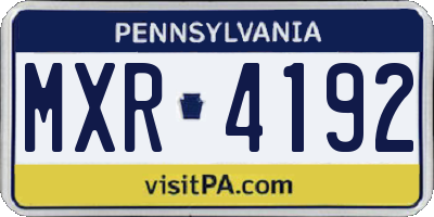 PA license plate MXR4192