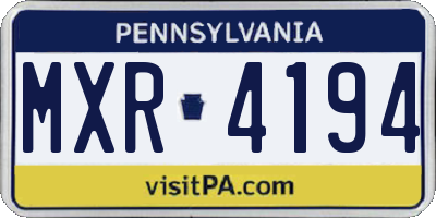 PA license plate MXR4194