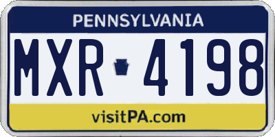 PA license plate MXR4198