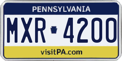 PA license plate MXR4200