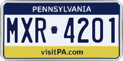 PA license plate MXR4201