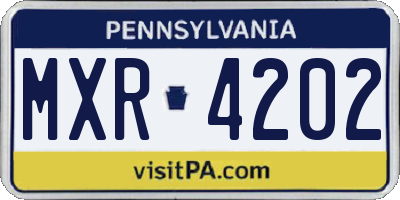 PA license plate MXR4202