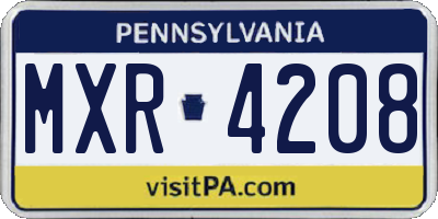 PA license plate MXR4208