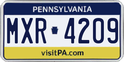 PA license plate MXR4209