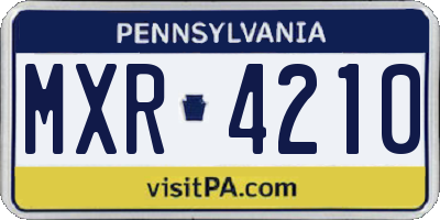 PA license plate MXR4210