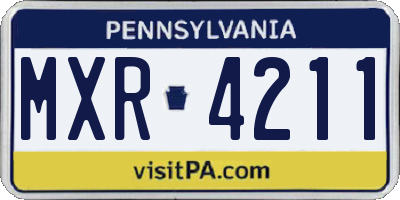 PA license plate MXR4211