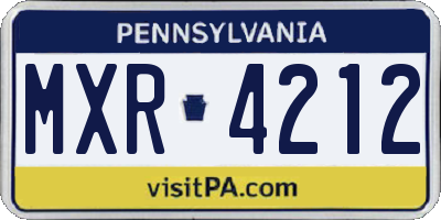 PA license plate MXR4212