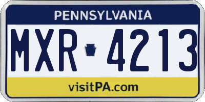 PA license plate MXR4213