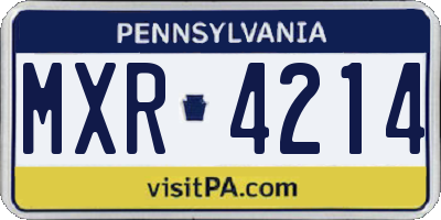 PA license plate MXR4214
