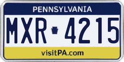 PA license plate MXR4215