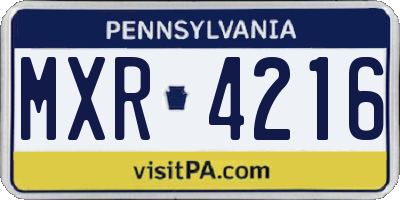 PA license plate MXR4216