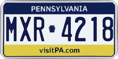 PA license plate MXR4218