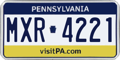 PA license plate MXR4221