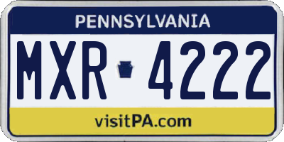 PA license plate MXR4222