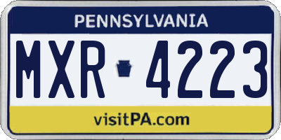 PA license plate MXR4223