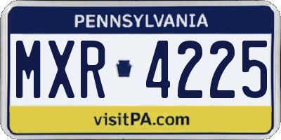 PA license plate MXR4225