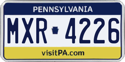 PA license plate MXR4226