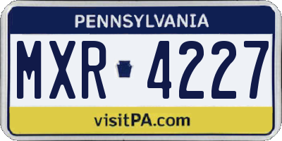 PA license plate MXR4227