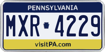 PA license plate MXR4229
