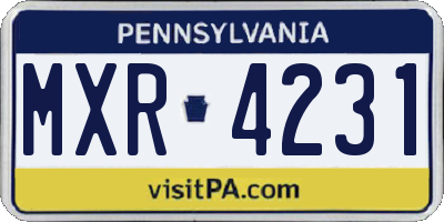 PA license plate MXR4231