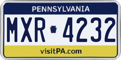 PA license plate MXR4232