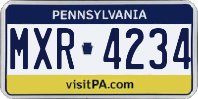 PA license plate MXR4234