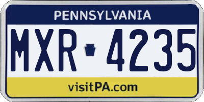 PA license plate MXR4235