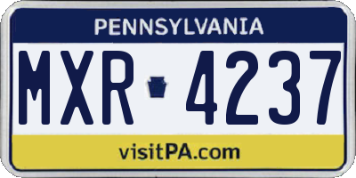 PA license plate MXR4237