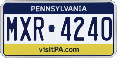 PA license plate MXR4240