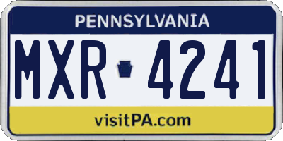 PA license plate MXR4241