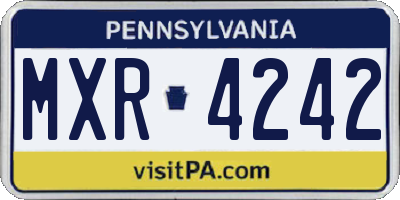 PA license plate MXR4242