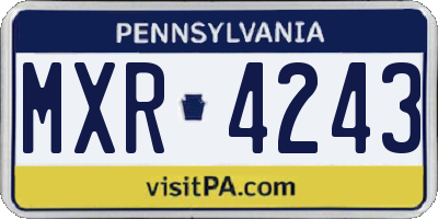 PA license plate MXR4243
