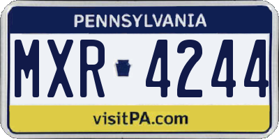 PA license plate MXR4244