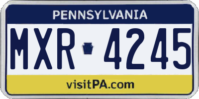 PA license plate MXR4245