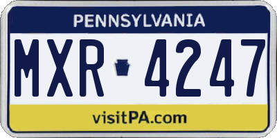 PA license plate MXR4247