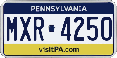 PA license plate MXR4250