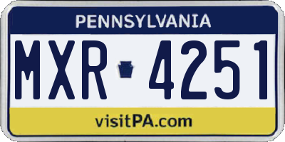 PA license plate MXR4251