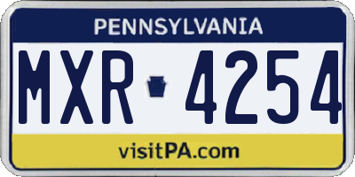 PA license plate MXR4254