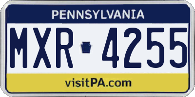 PA license plate MXR4255