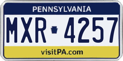 PA license plate MXR4257