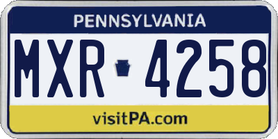 PA license plate MXR4258