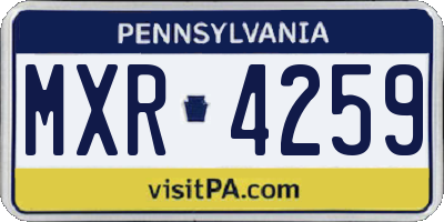 PA license plate MXR4259
